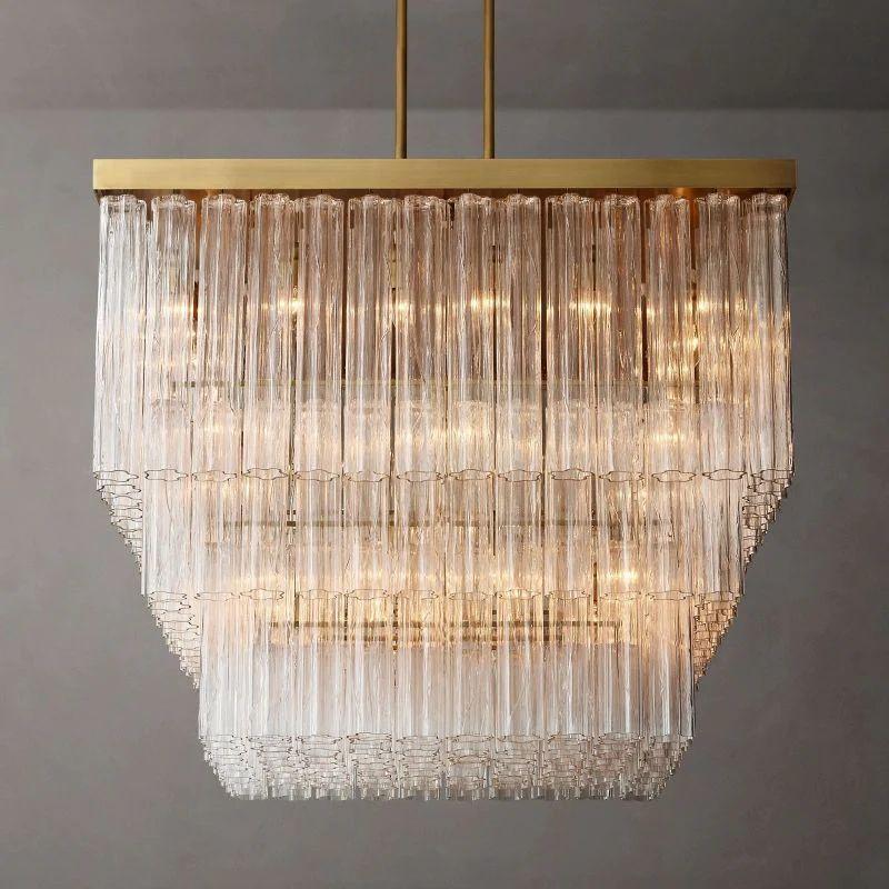 Cielo Glass Square Chandelier 45” - King Lamps