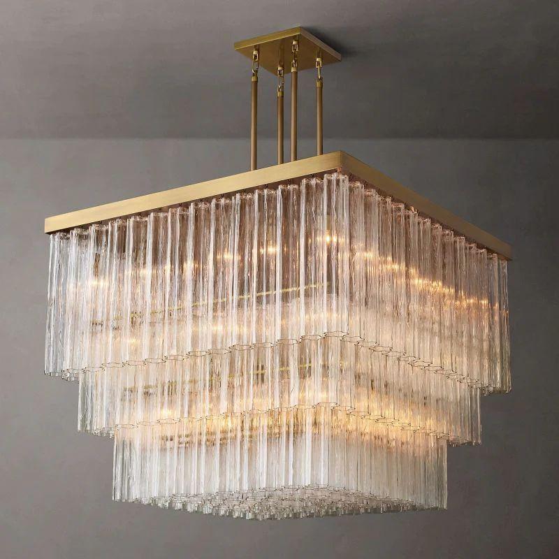 Cielo Glass Square Chandelier 45” - King Lamps