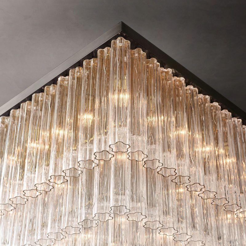 Cielo Glass Square Chandelier 45” - King Lamps