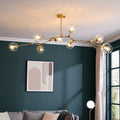 6/8-Lights Clear Globes Glass Modern Arm Chandelier Bronze For Dining Room Or Bedroom-King Lamps