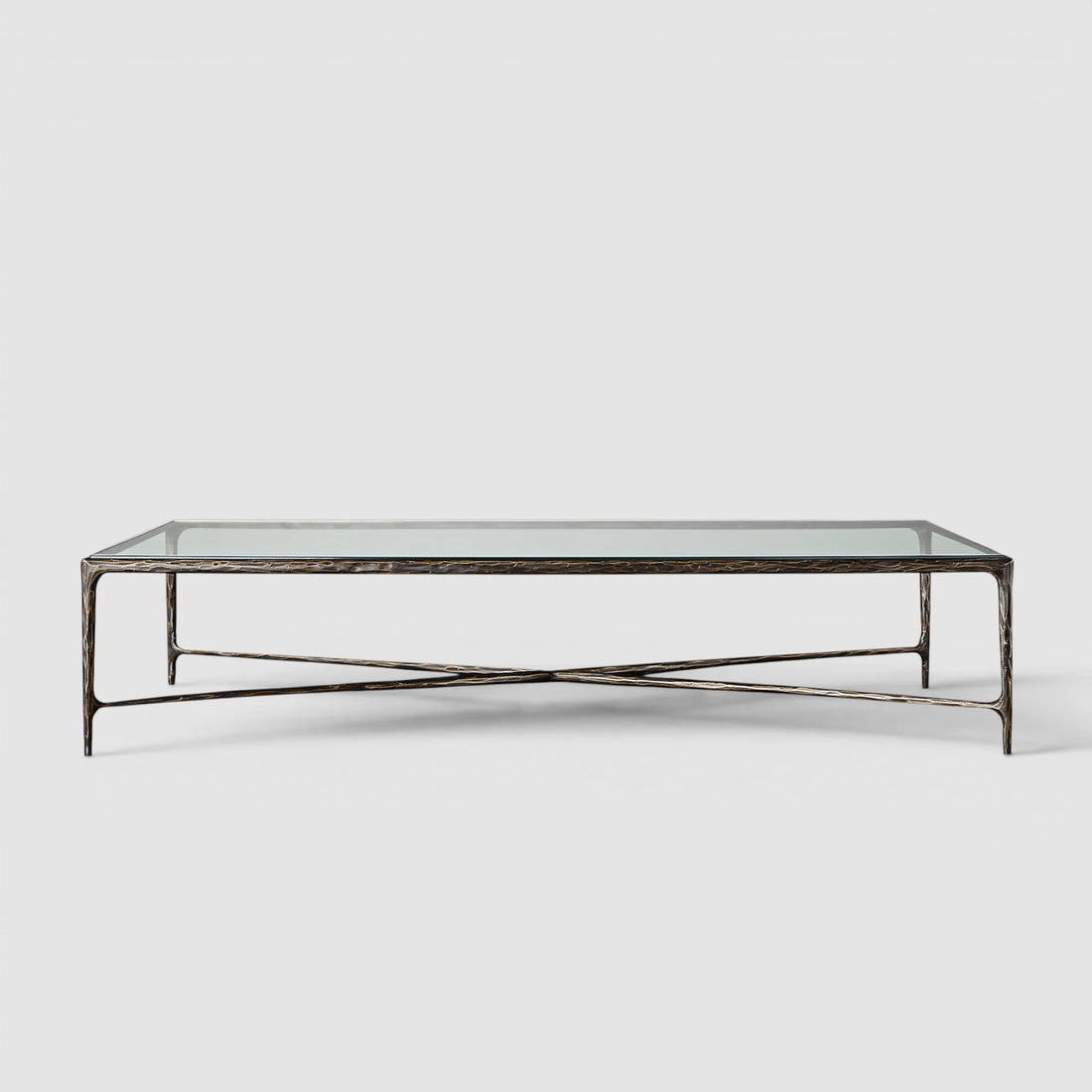 Hand-Forged Glass Rectangular Coffee Table