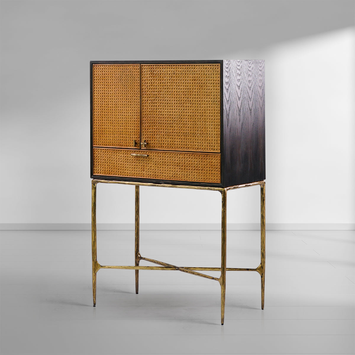 Thaddies Metal Frame Rattan Side Cabinet-Kinglamps