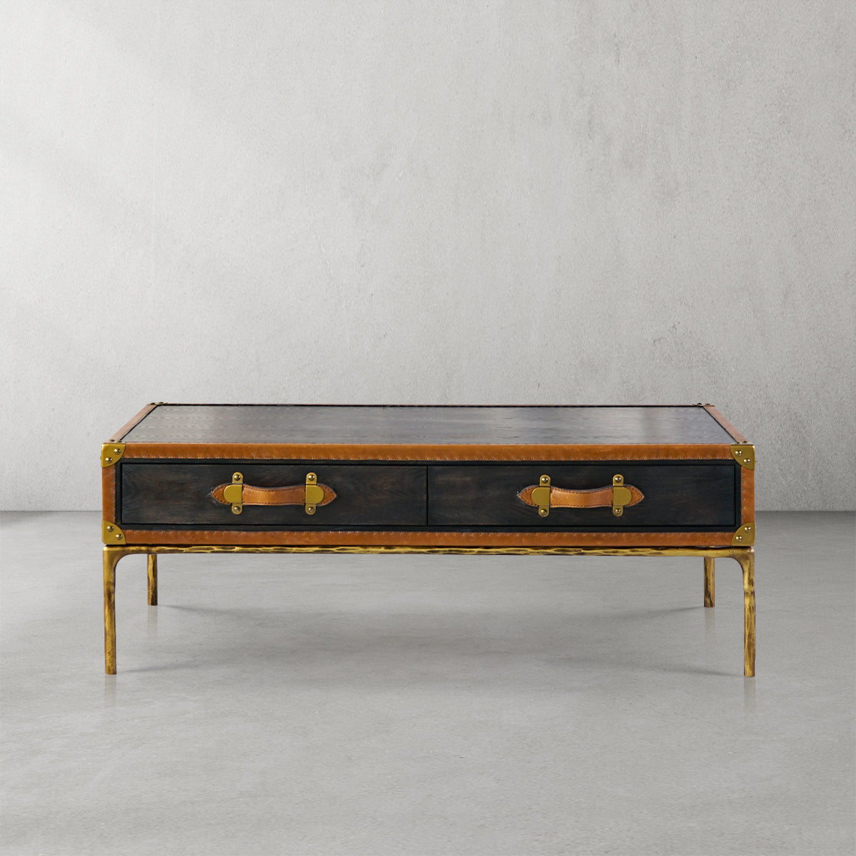 Thaddies Vintage Leather Square Coffee Table-Kinglamps