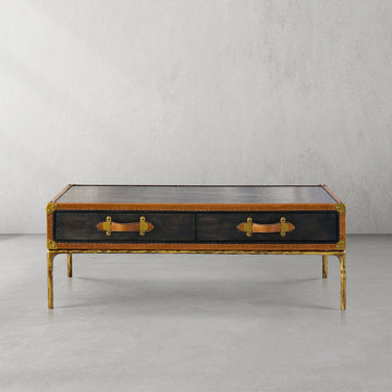 Thaddies Vintage Leather Square Coffee Table-Kinglamps