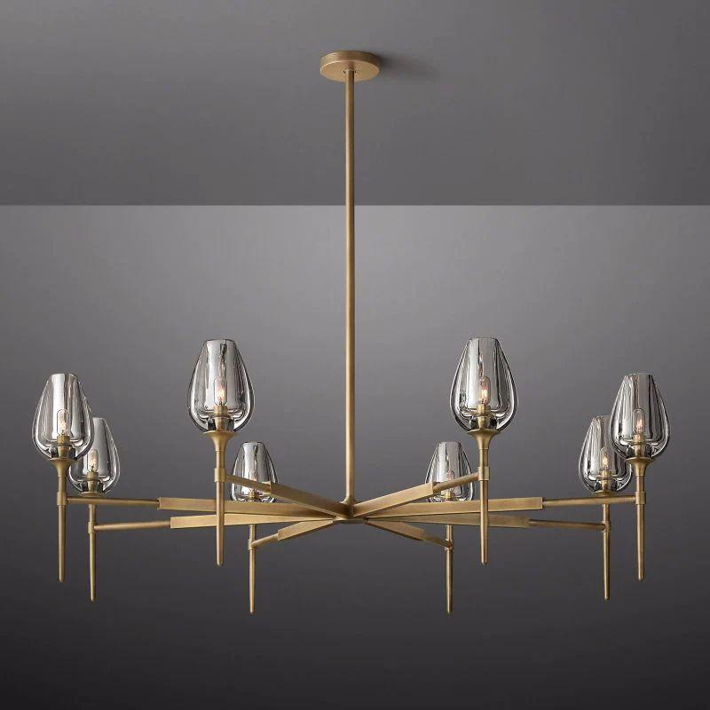 Tulip Crystal Round Chandelier 54'' - King Lamps