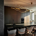 Modern Simple Brass Waving Chandelier for Living/Dining Room/Kitchen Island - King Lamps
