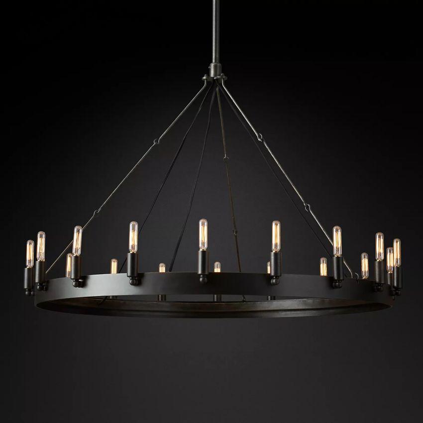 Camino Vintage Filament Round Chandelier 38‘’D - King Lamps