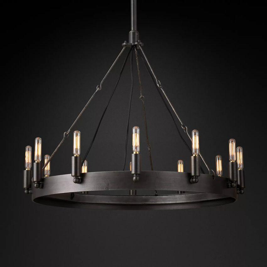Camino Vintage Filament Round Chandelier 26''D - King Lamps