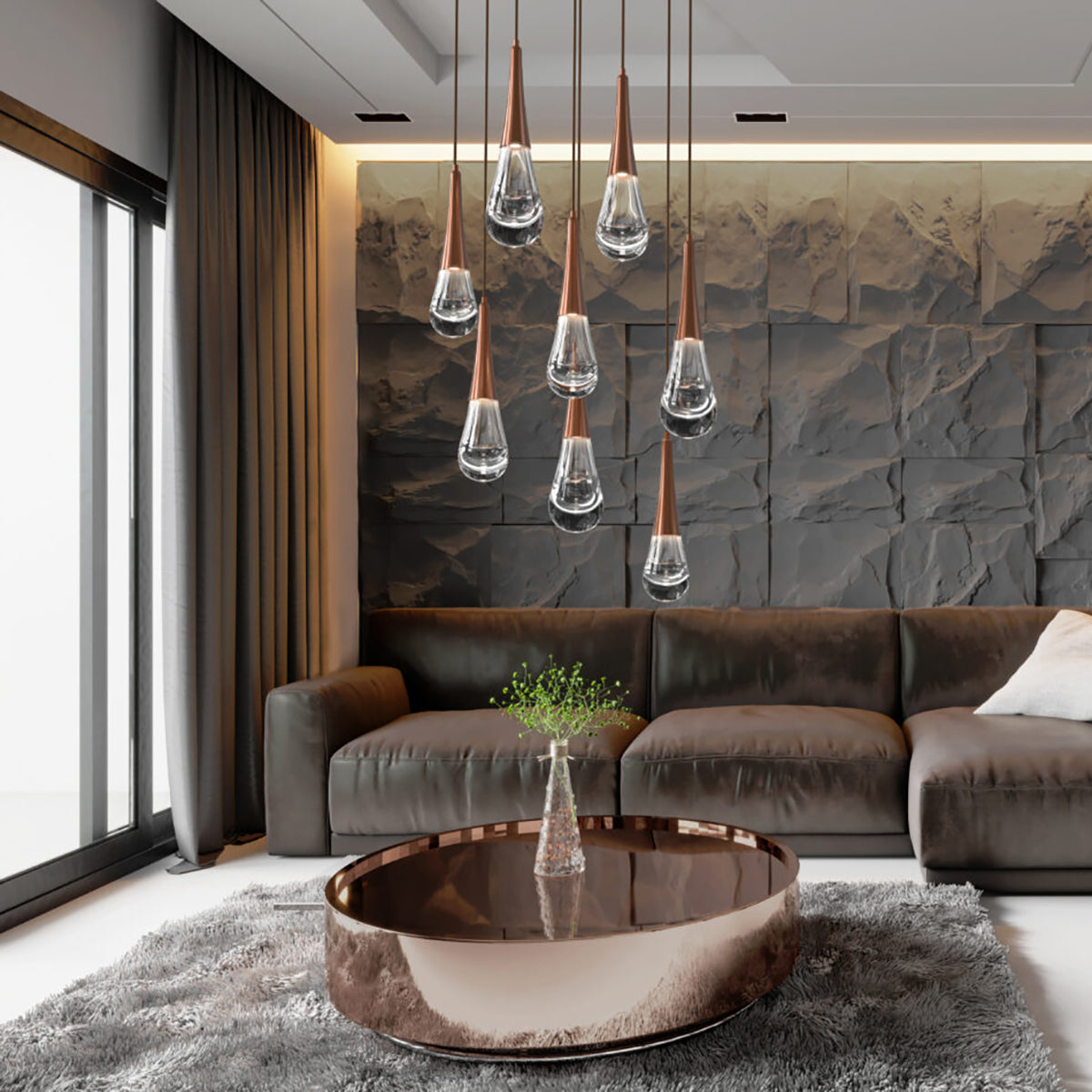 Water Drop Round LED Chandelier-King Lamps