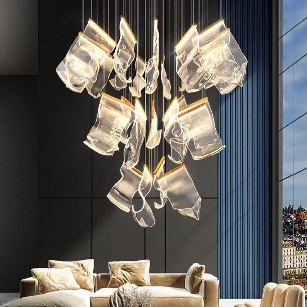 Extra Large Modern Acrylic Chandelier for Staircase/Foyer/Villa/Hall-King Lamps