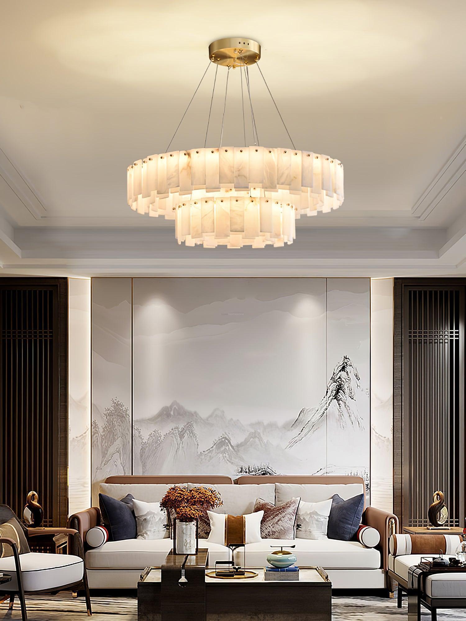 Halos Alabaster Round/Square Chandelier - King Lamps