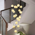Alabaster Global Pendant Chandelier For Staircase, Spiral Global Pendant - 16 Lights - 19.7