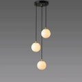 Alabaster Global Pendant Chandelier For Staircase, Spiral Global Pendant - 3 Lights - 7.9