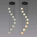 Alabaster Global Pendant Chandelier For Staircase, Spiral Global Pendant - 9 Lights - 13.8