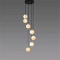 Alabaster Global Pendant Chandelier For Staircase, Spiral Global Pendant - 7 Lights - 11.8
