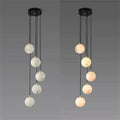 Alabaster Global Pendant Chandelier For Staircase, Spiral Global Pendant - 5 Lights - 7.9