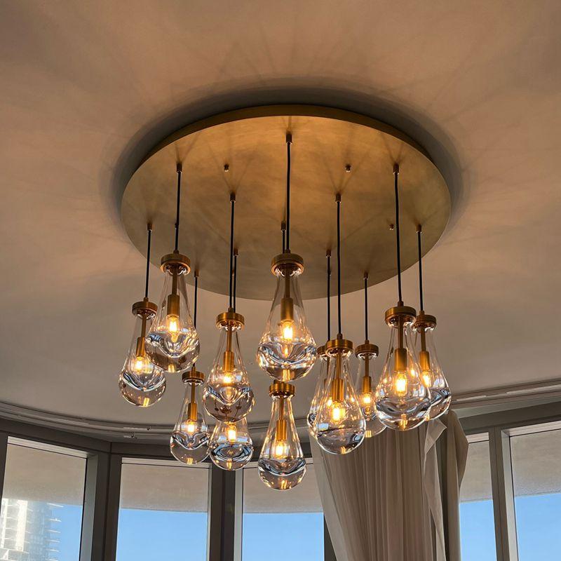 Rain Modern Round Glass Chandelier 36" - King Lamps
