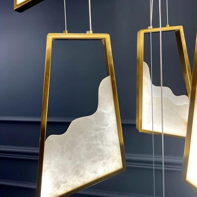 Modern Light Luxury Alabaster Chandelier in Gold Finish - King Lamps