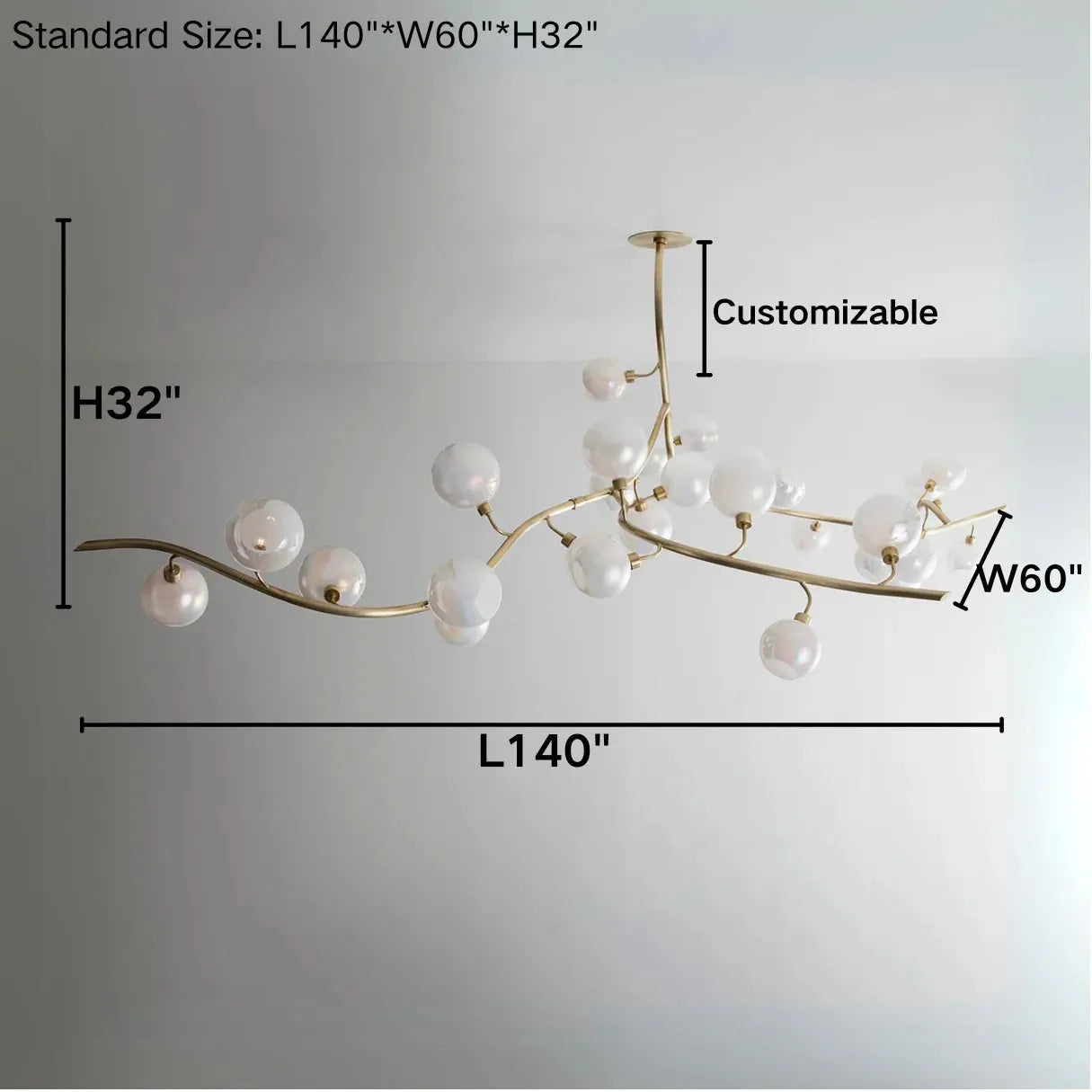 Contemporary Hand-blown Glass Globes Branch Chandelier for Dining Room Living Room and Kitchen Island - King Lamps