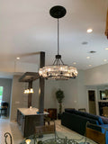 Decorative 6/ 8/ 10/ 12-Light Crystal Ceiling Chandelier Triangular Prism Island Light Fixture Metal Shade for Living Room-King Lamps