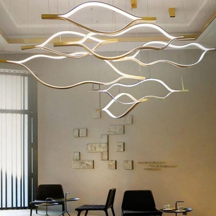 Modern Simple Brass Waving Chandelier for Living/Dining Room/Kitchen Island - King Lamps