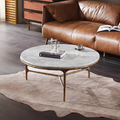 Thaddeus Forged Iron Marble Round Coffee Table 3 Table Legs 35