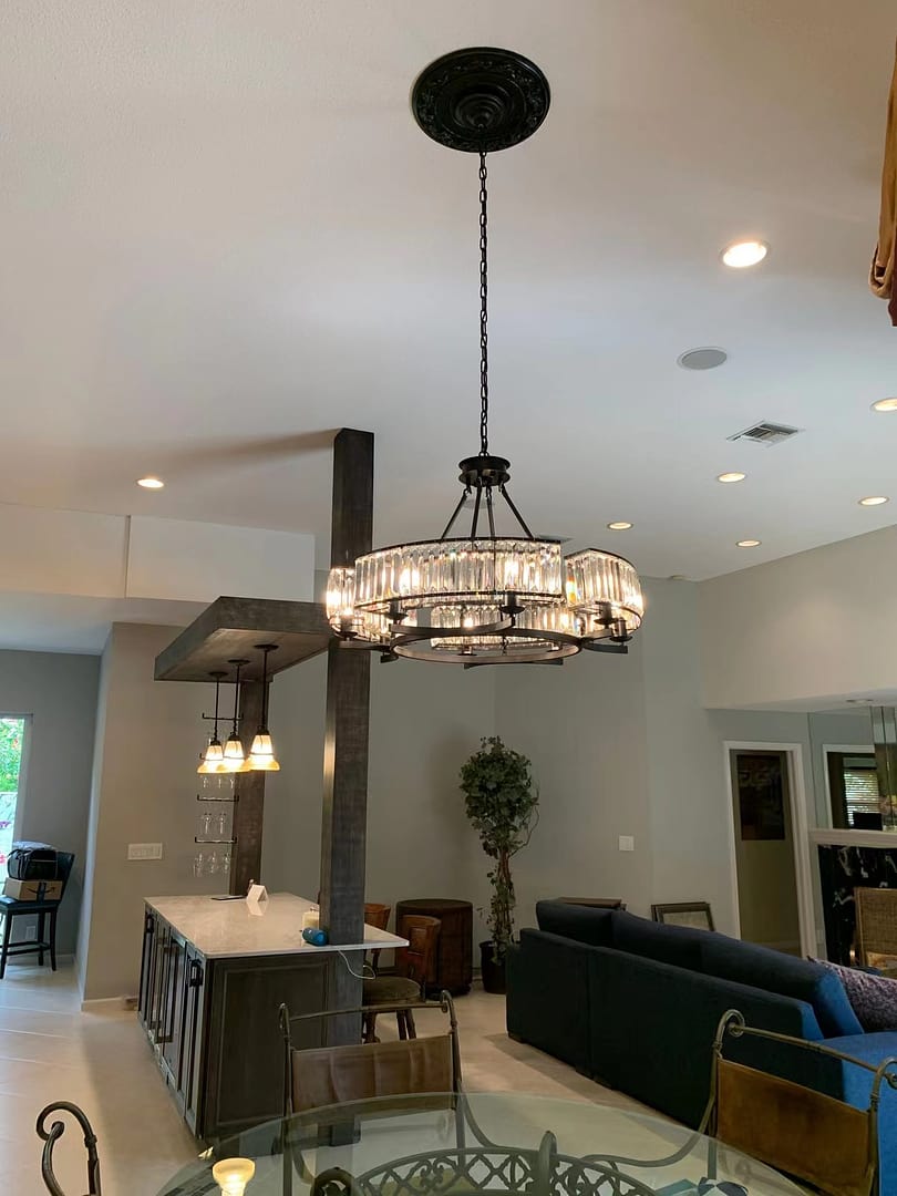 Decorative 6/ 8/ 10/ 12-Light Crystal Ceiling Chandelier Triangular Prism Island Light Fixture Metal Shade for Living Room-King Lamps