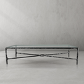 Thaddeus Forged Iron Rectangle Glass Coffee Table - King Lamps