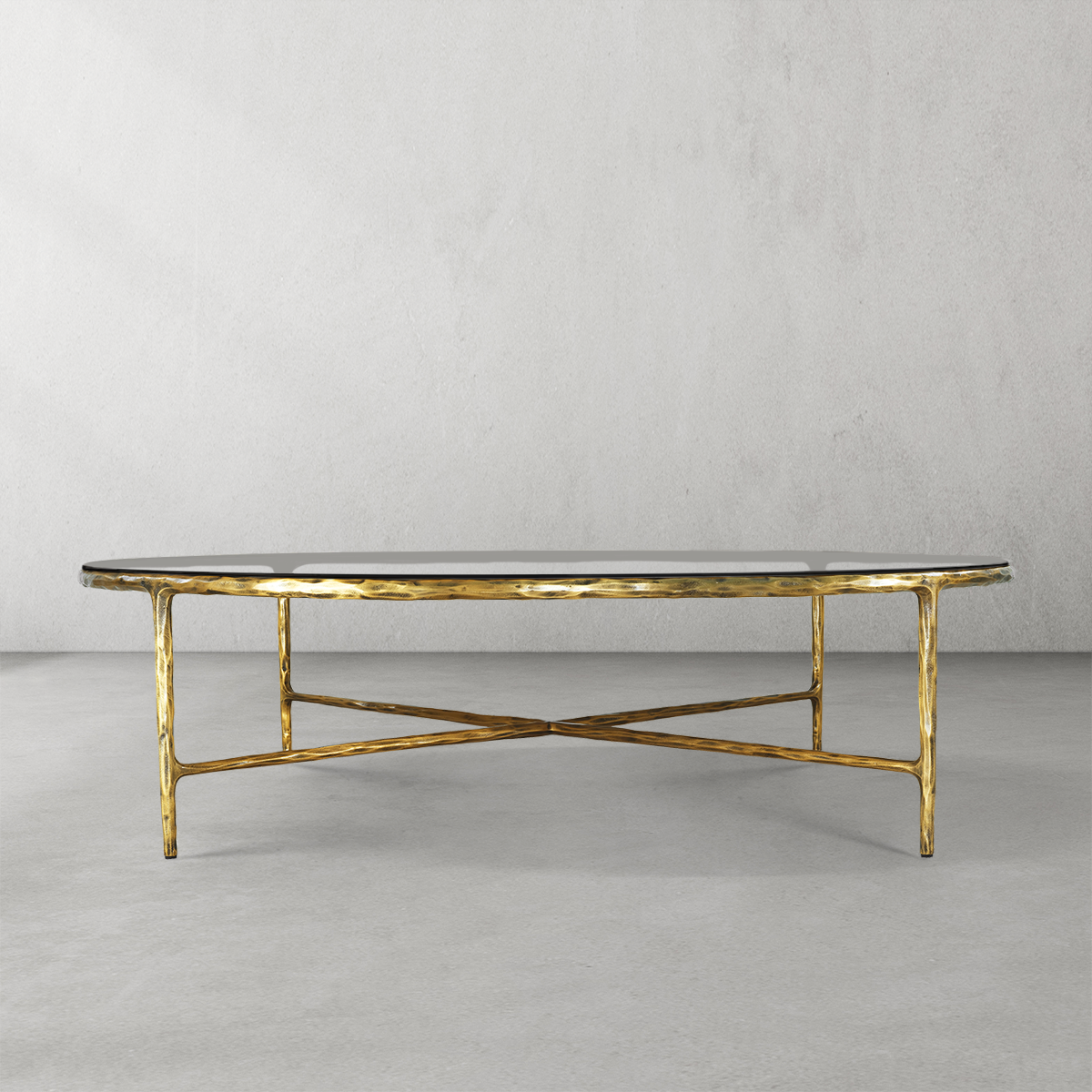 Thaddeus Forged Iron Glass Round Coffee Table 36" 55" - King Lamps
