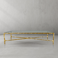Thaddeus Forged Iron Rectangle Glass Coffee Table - King Lamps