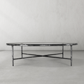 Thaddeus Forged Iron Glass Round Coffee Table 36