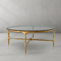 Hand-Forged Metal Glass Round Coffee Table 36