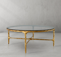 Thaddeus Forged Iron Glass Round Coffee Table 36