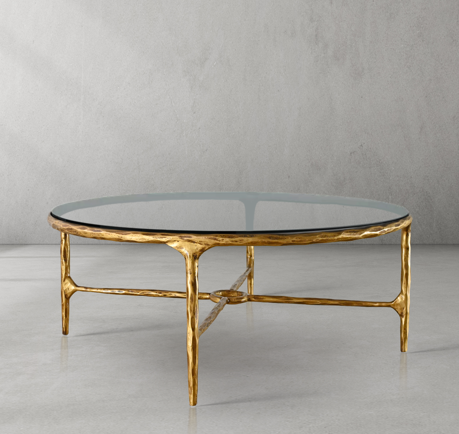 Thaddeus Forged Iron Glass Round Coffee Table 36" 55" - King Lamps