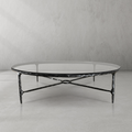Thaddeus Forged Iron Glass Round Coffee Table 36