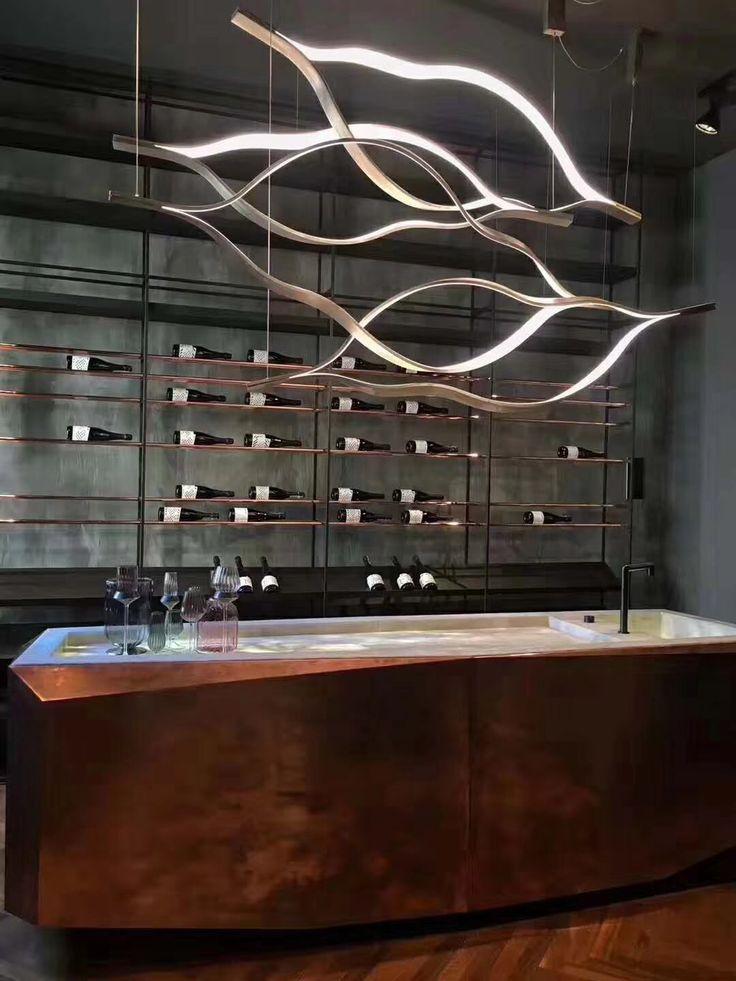 Modern Simple Brass Waving Chandelier for Living/Dining Room/Kitchen Island - King Lamps
