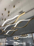 Modern Simple Brass Waving Chandelier for Living/Dining Room/Kitchen Island - King Lamps