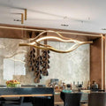 Modern Simple Brass Waving Chandelier for Living/Dining Room/Kitchen Island - King Lamps
