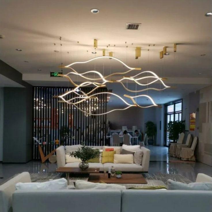 Modern Simple Brass Waving Chandelier for Living/Dining Room/Kitchen Island - King Lamps