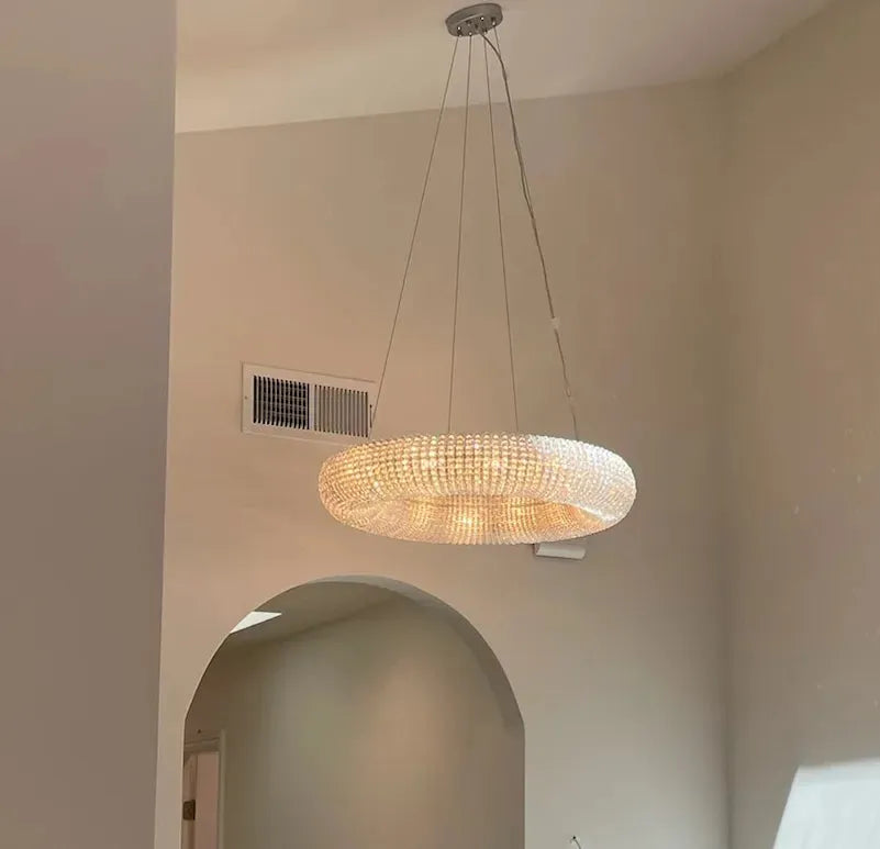 Halo Crystal Round LED Chandelier 32" - King Lamps