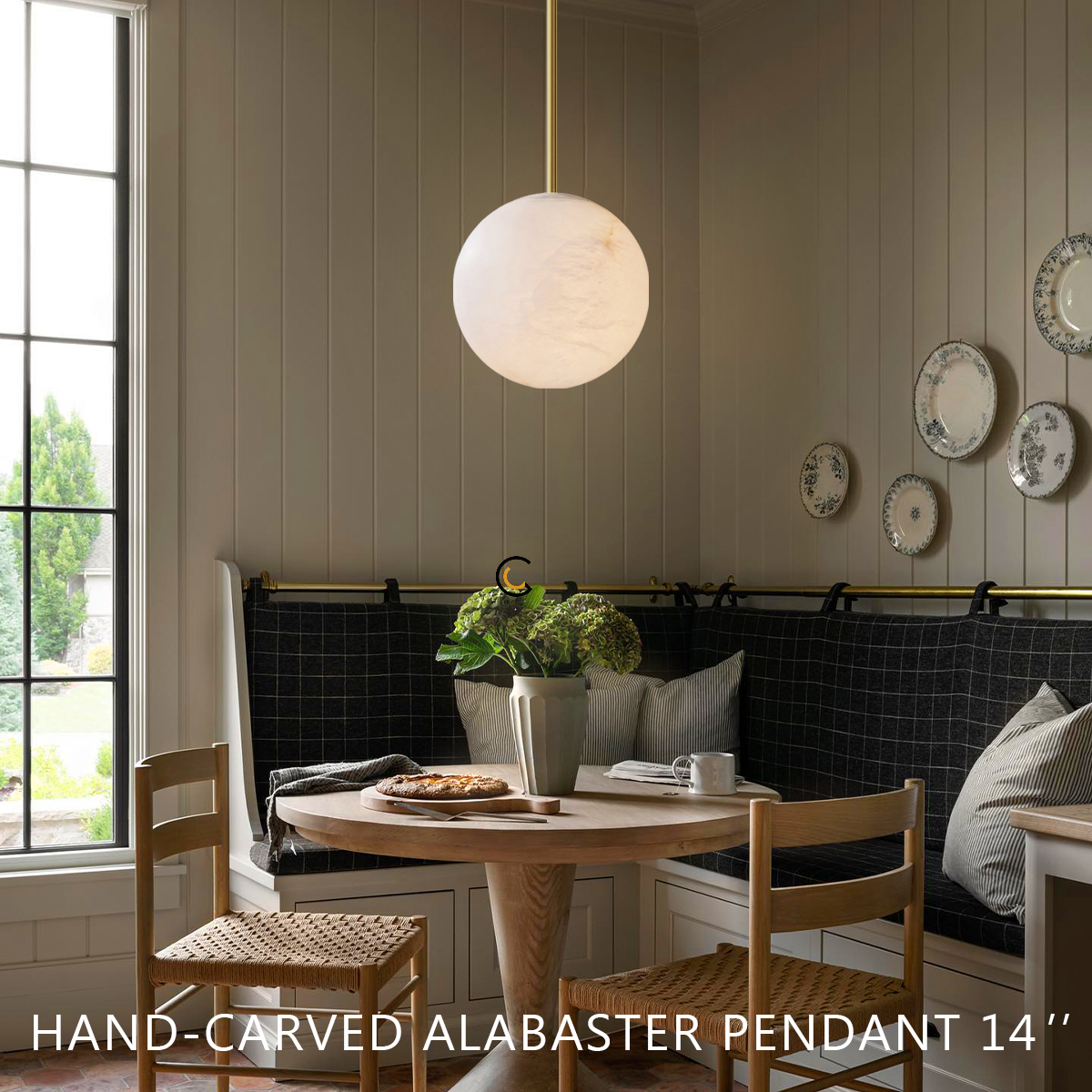 Hand-Carved Alabaster Globe Pendant - King Lamps