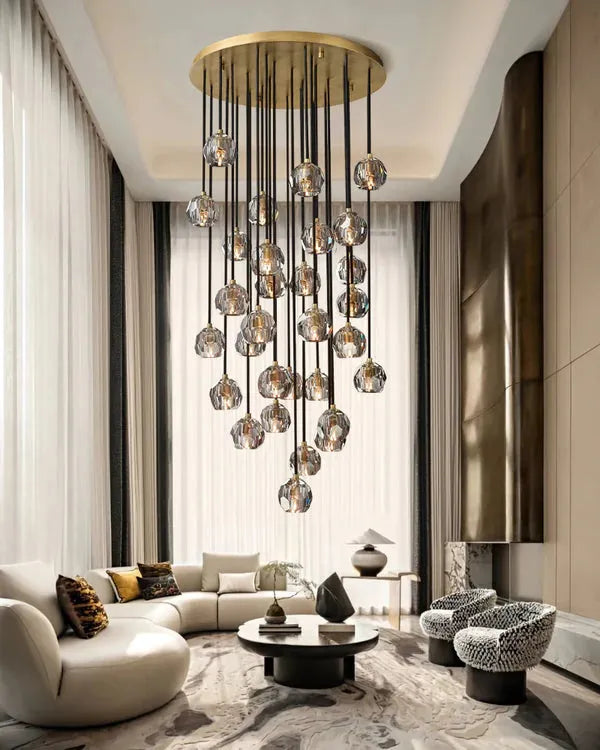 Boule Crystal Round Cluster Chandelier 40" - King Lamps