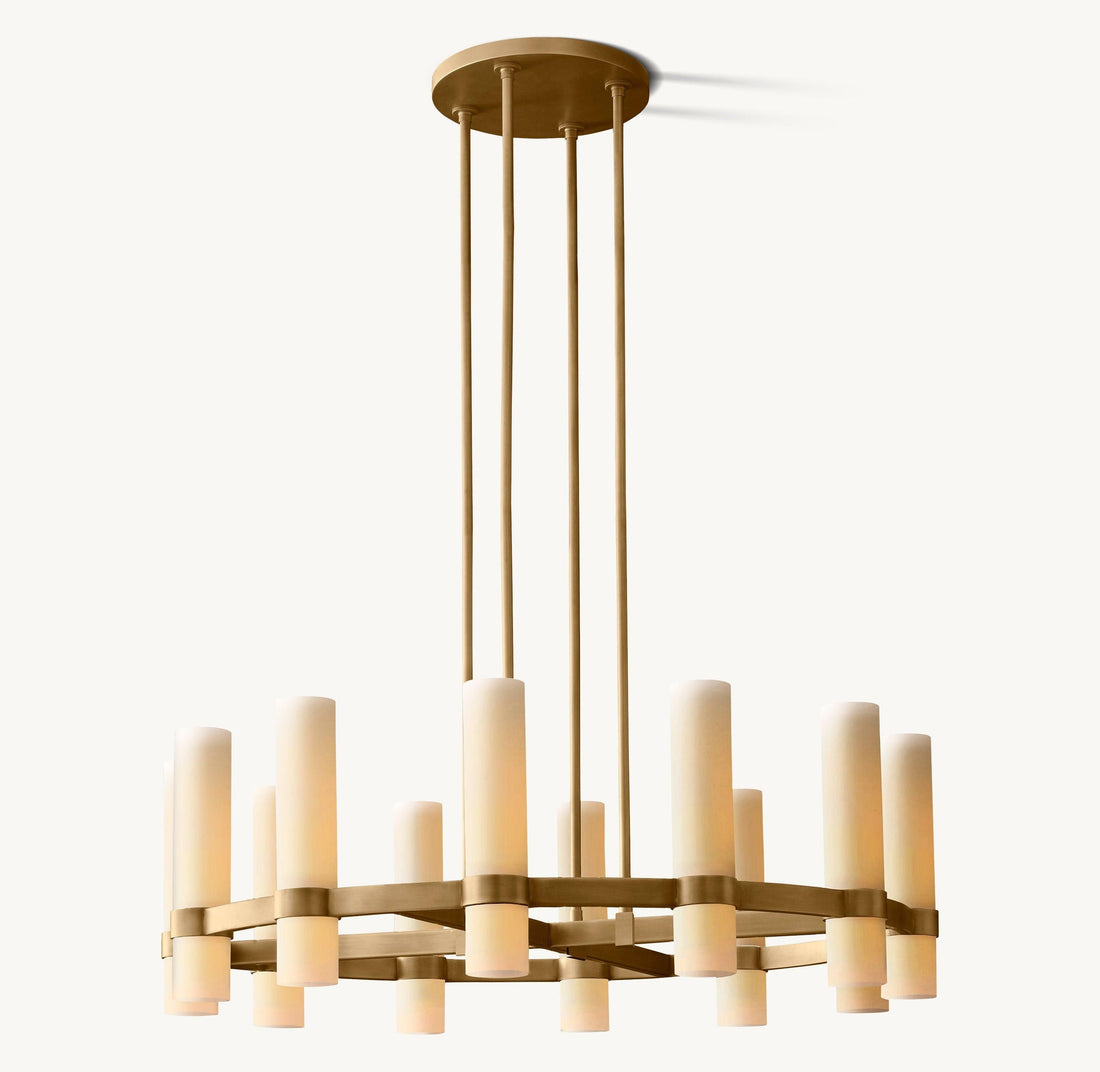 Ravelle Round Milk Glass Chandelier 36" - King Lamps