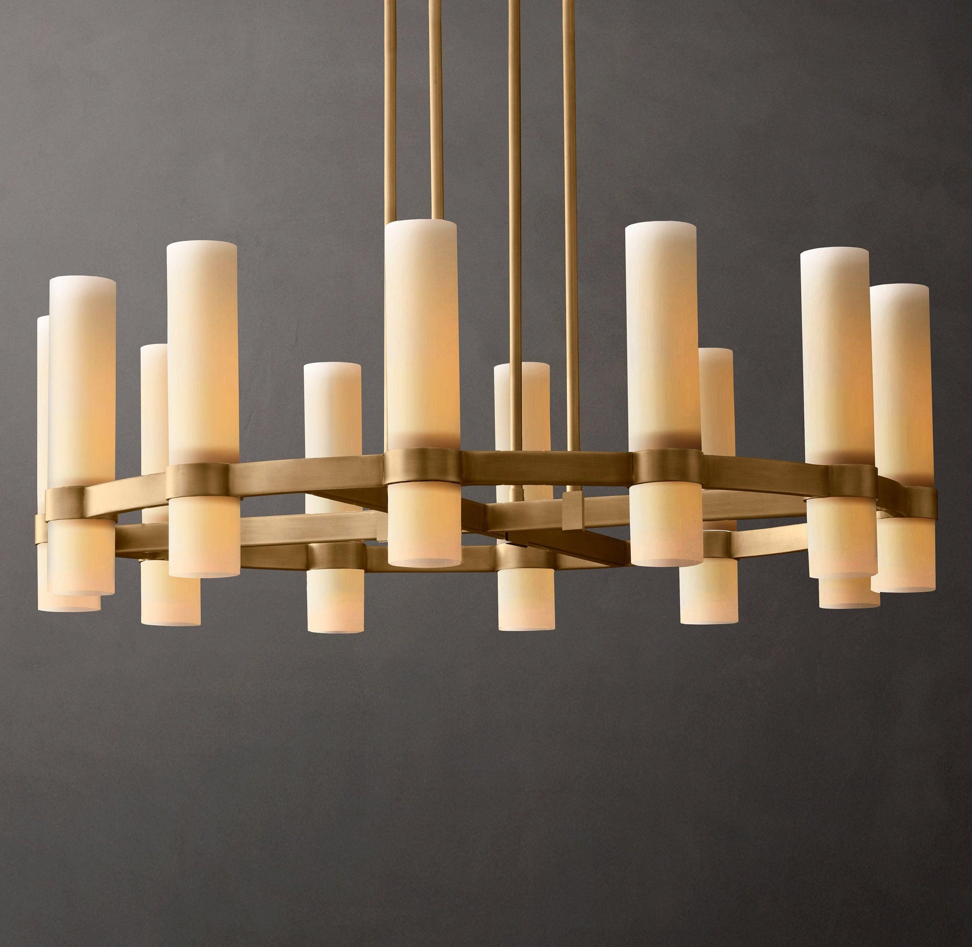 Ravelle Round Milk Glass Chandelier 36" - King Lamps