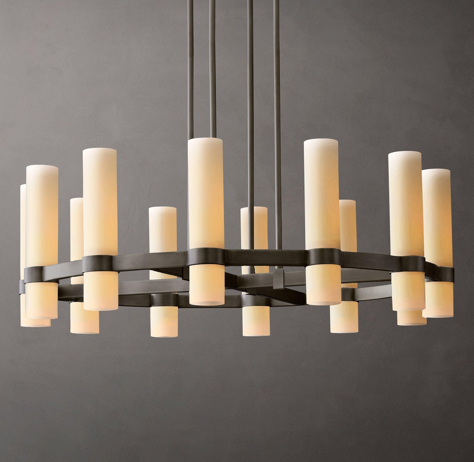 Ravelle Round Milk Glass Chandelier 36" - King Lamps