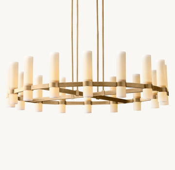 Ravelle Round Milk Glass Chandelier 48" - King Lamps
