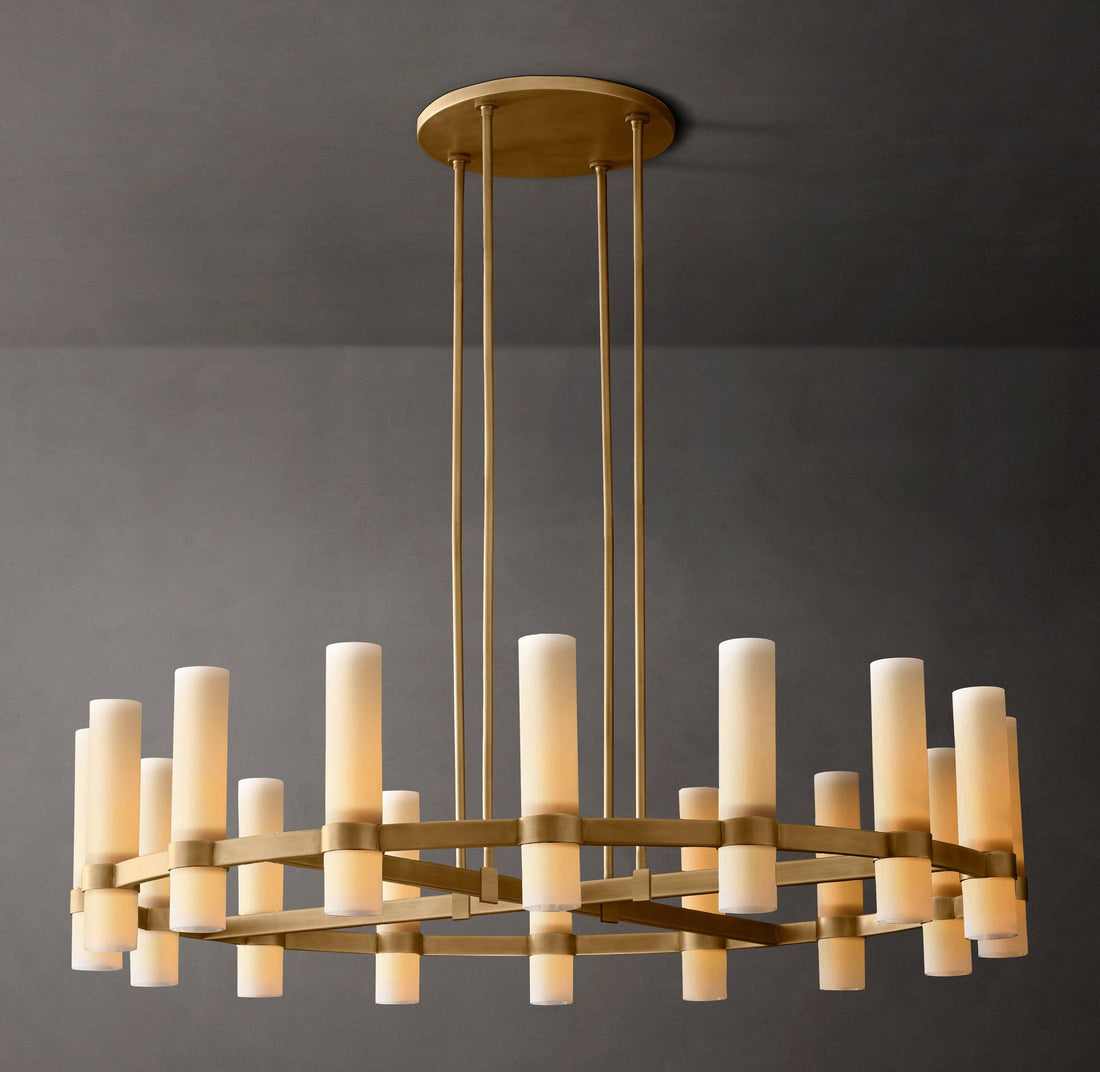 Ravelle Round Milk Glass Chandelier 48" - King Lamps