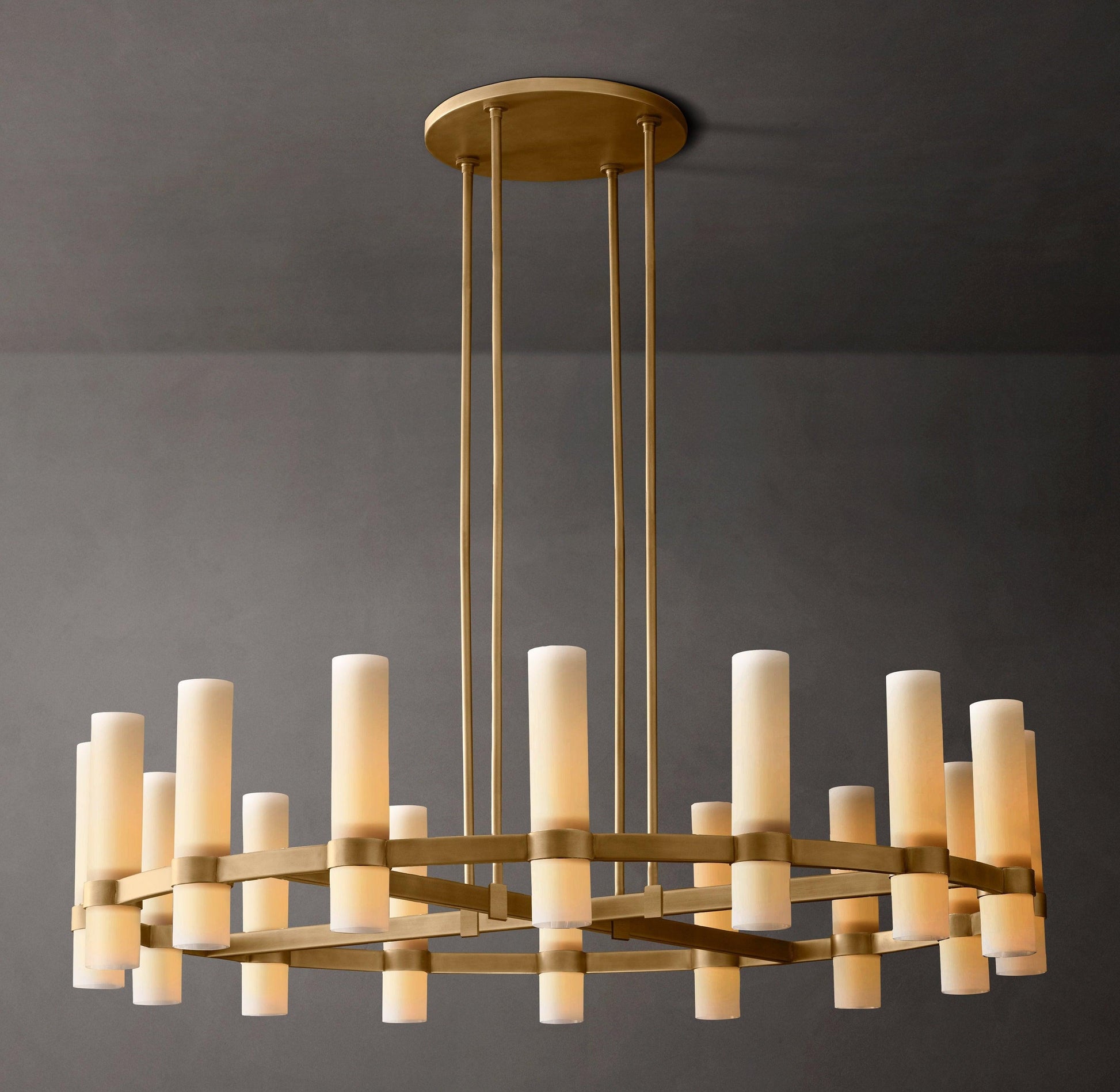Ravelle Round Milk Glass Chandelier 48" - King Lamps