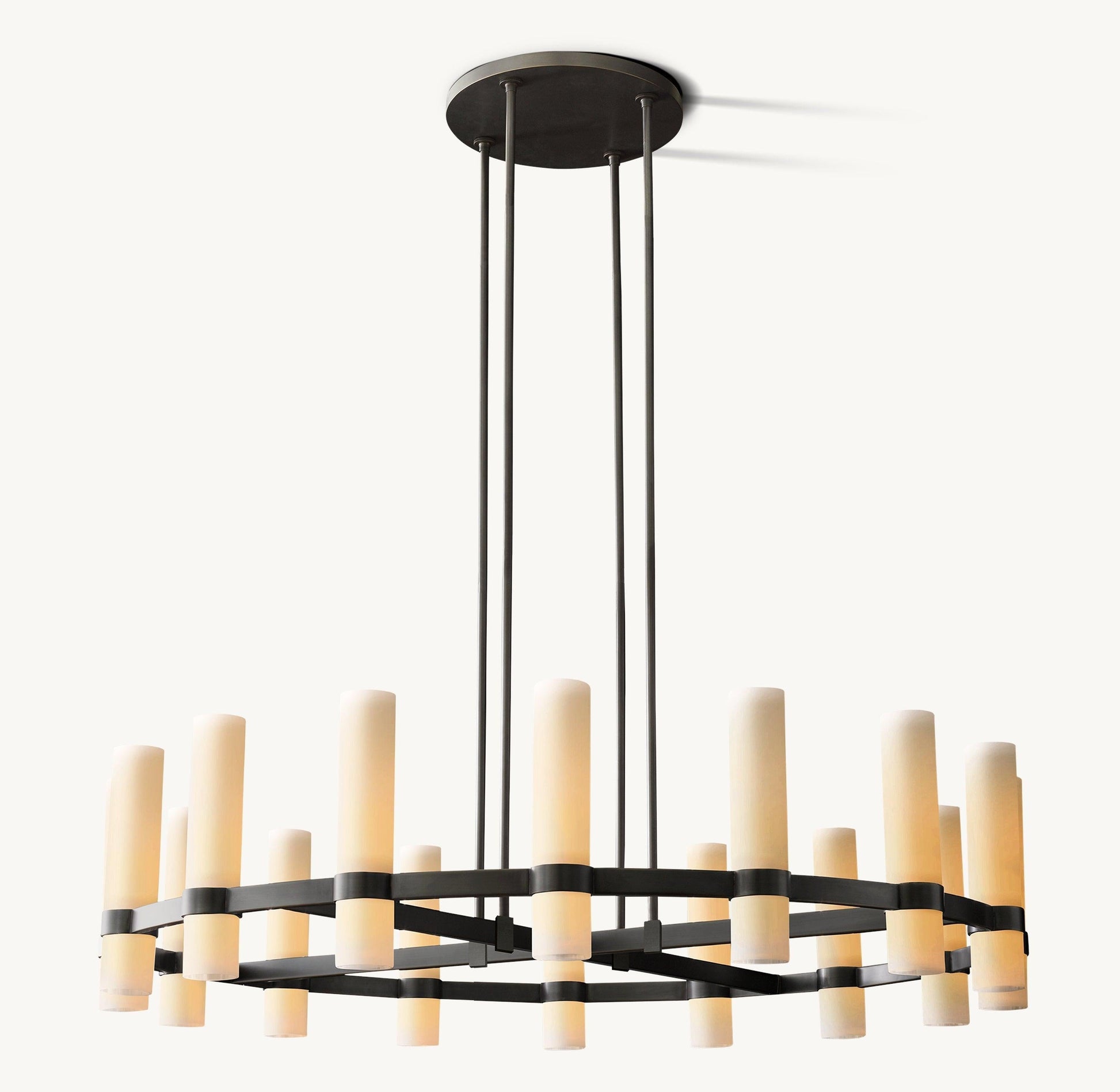 Ravelle Round Milk Glass Chandelier 48" - King Lamps