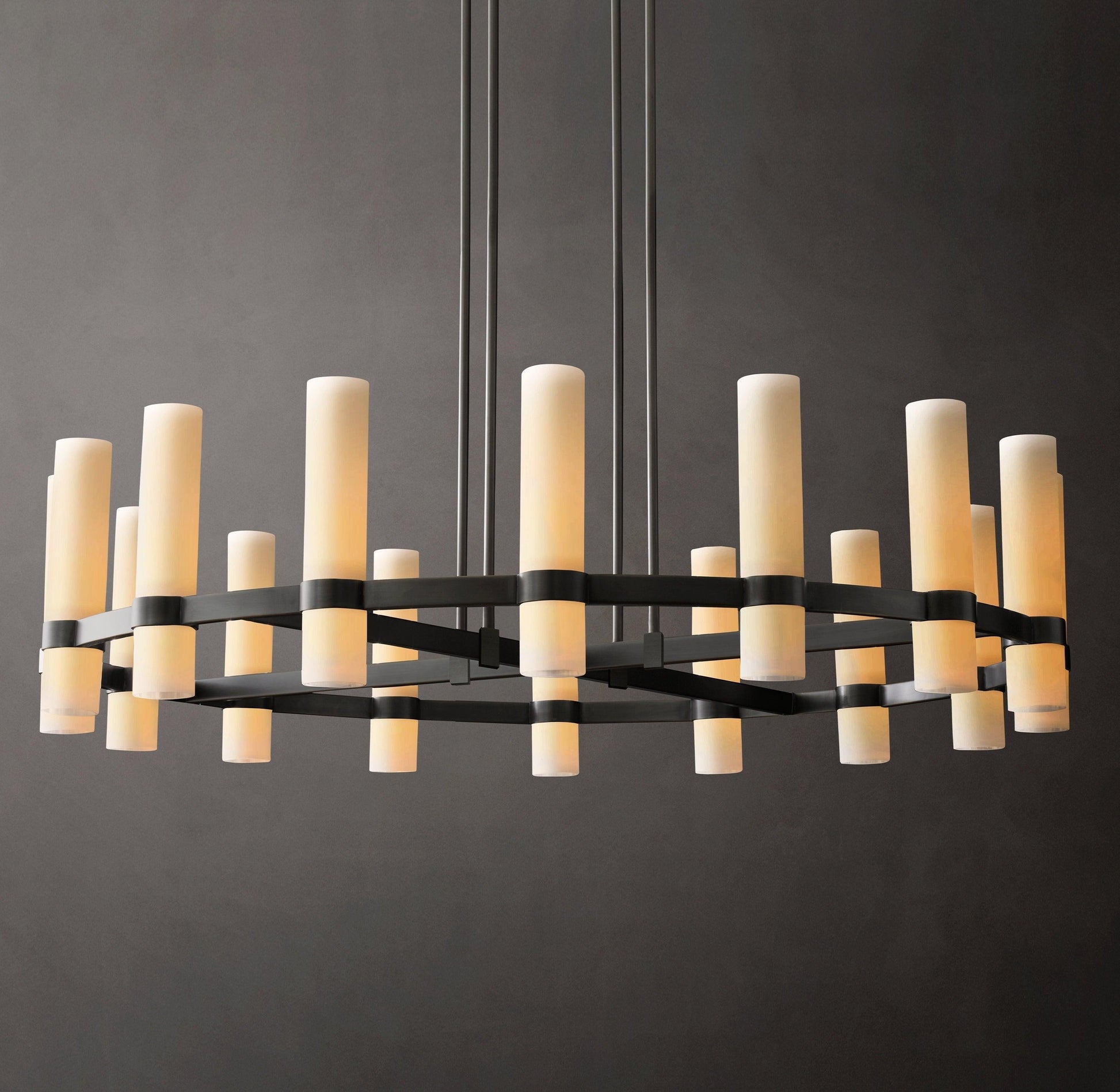 Ravelle Round Milk Glass Chandelier 48" - King Lamps